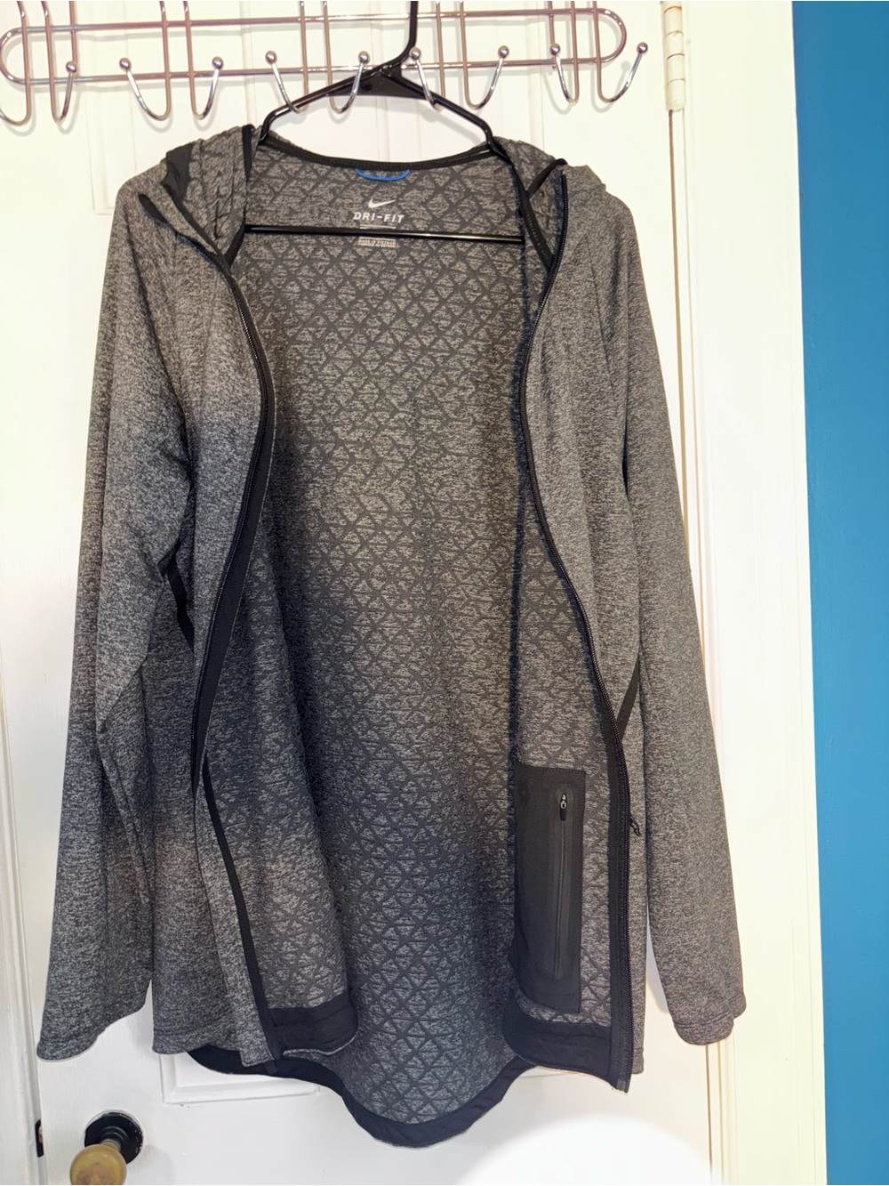 Nike Black Charcoal Gray Dri-FIT Zip Hoodie - Picture 9 of 9